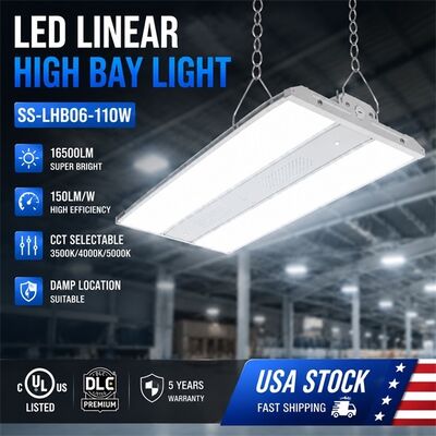 Φωτιστικό LED γραμμικό Highbay 300W με επιλογή CCT και Ισχύος, 45000lm, UL DLC Premium, Αντιδιαβρωτικό WF1 για Αποθήκη, Γυμναστήριο, Εργοστάσιο